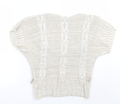 Womens UK Size M Quiz Beige Pullover Jumper