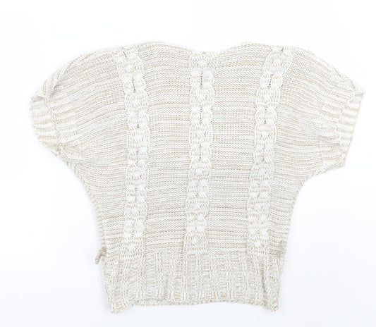 Womens UK Size M Quiz Beige Pullover Jumper