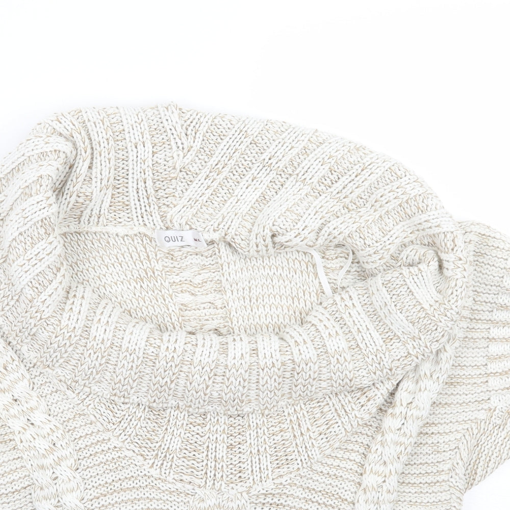 Womens UK Size M Quiz Beige Pullover Jumper