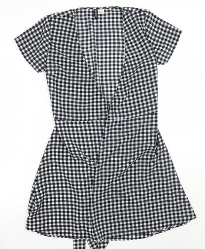 H&M Womens Black Check  A-Line  Size 6