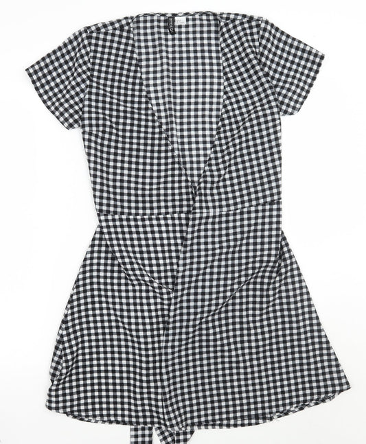 H&M Womens Black Check  A-Line  Size 6
