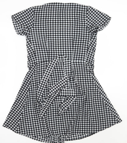 H&M Womens Black Check  A-Line  Size 6