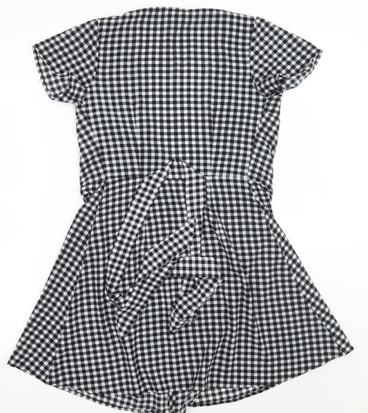 H&M Womens Black Check  A-Line  Size 6