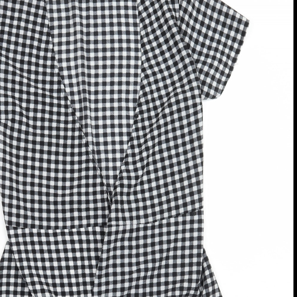 H&M Womens Black Check  A-Line  Size 6