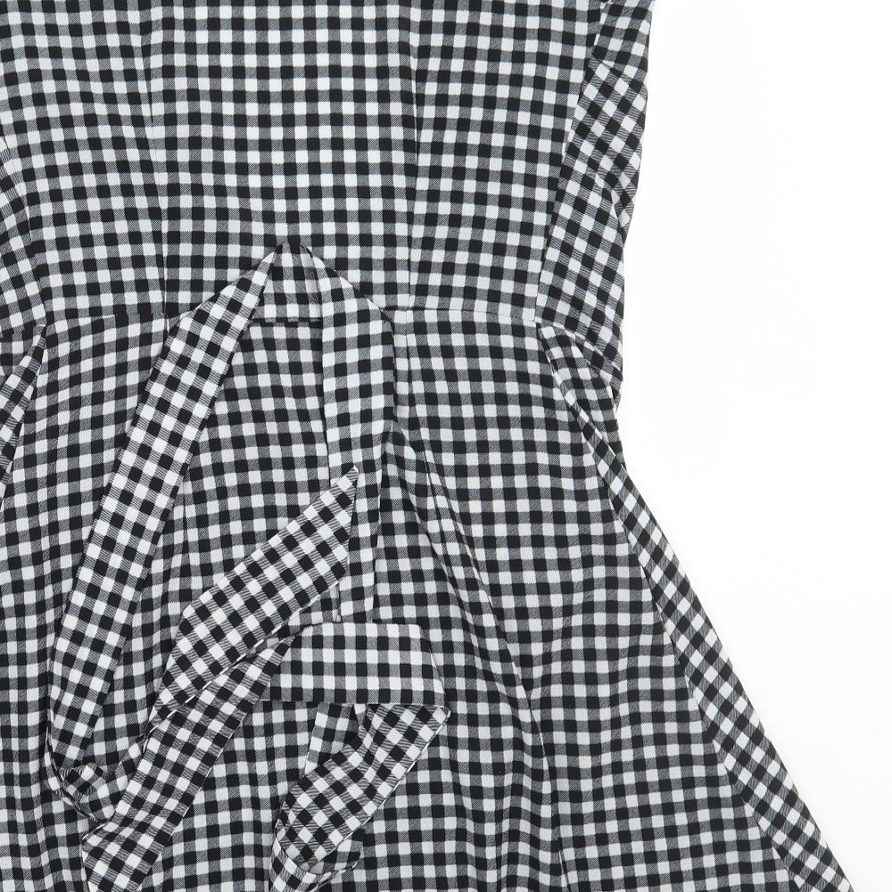 H&M Womens Black Check  A-Line  Size 6