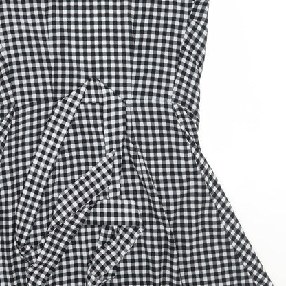 H&M Womens Black Check  A-Line  Size 6