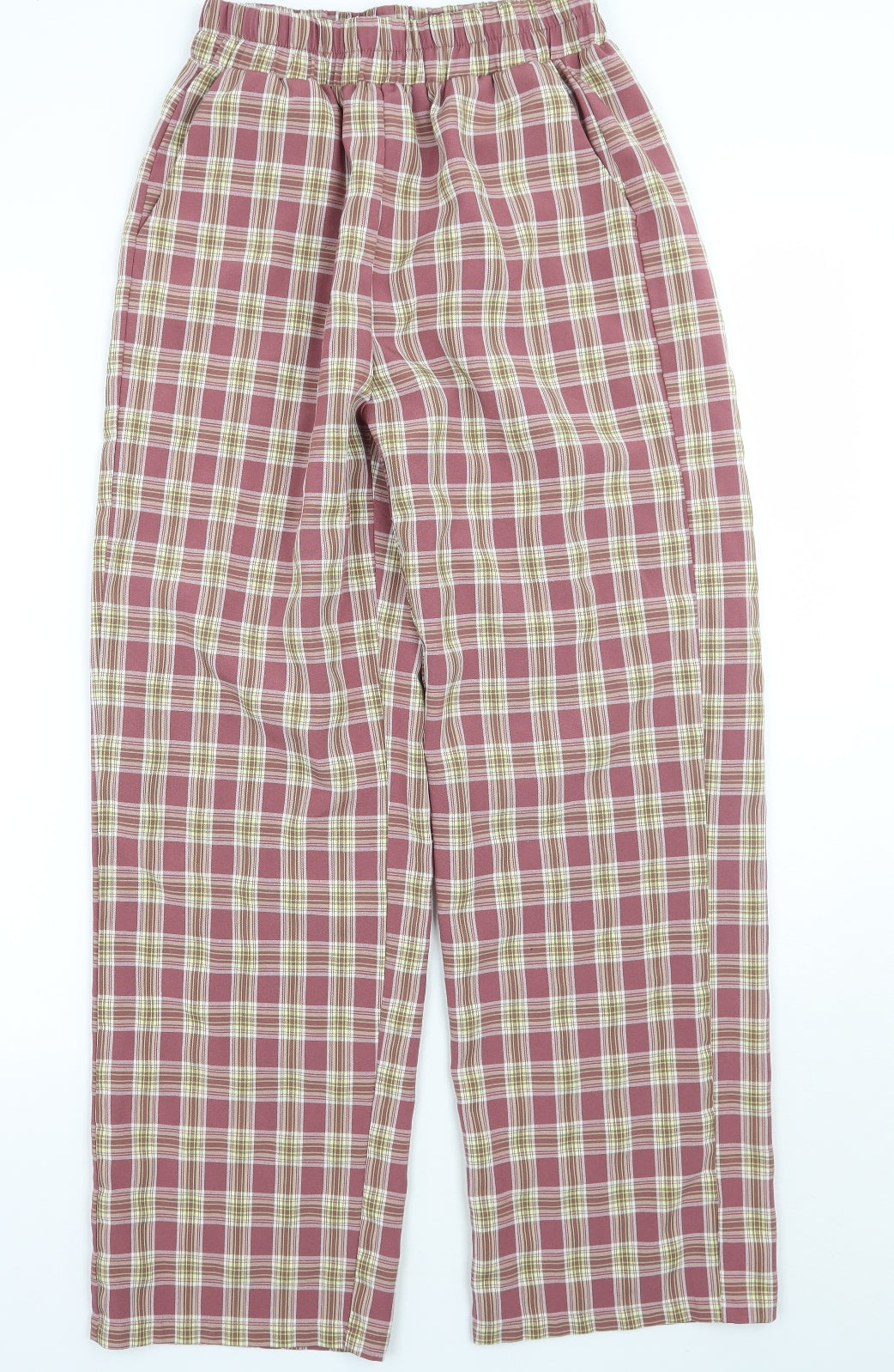 SheIn Womens Red Check  Trousers  Size S L27 in