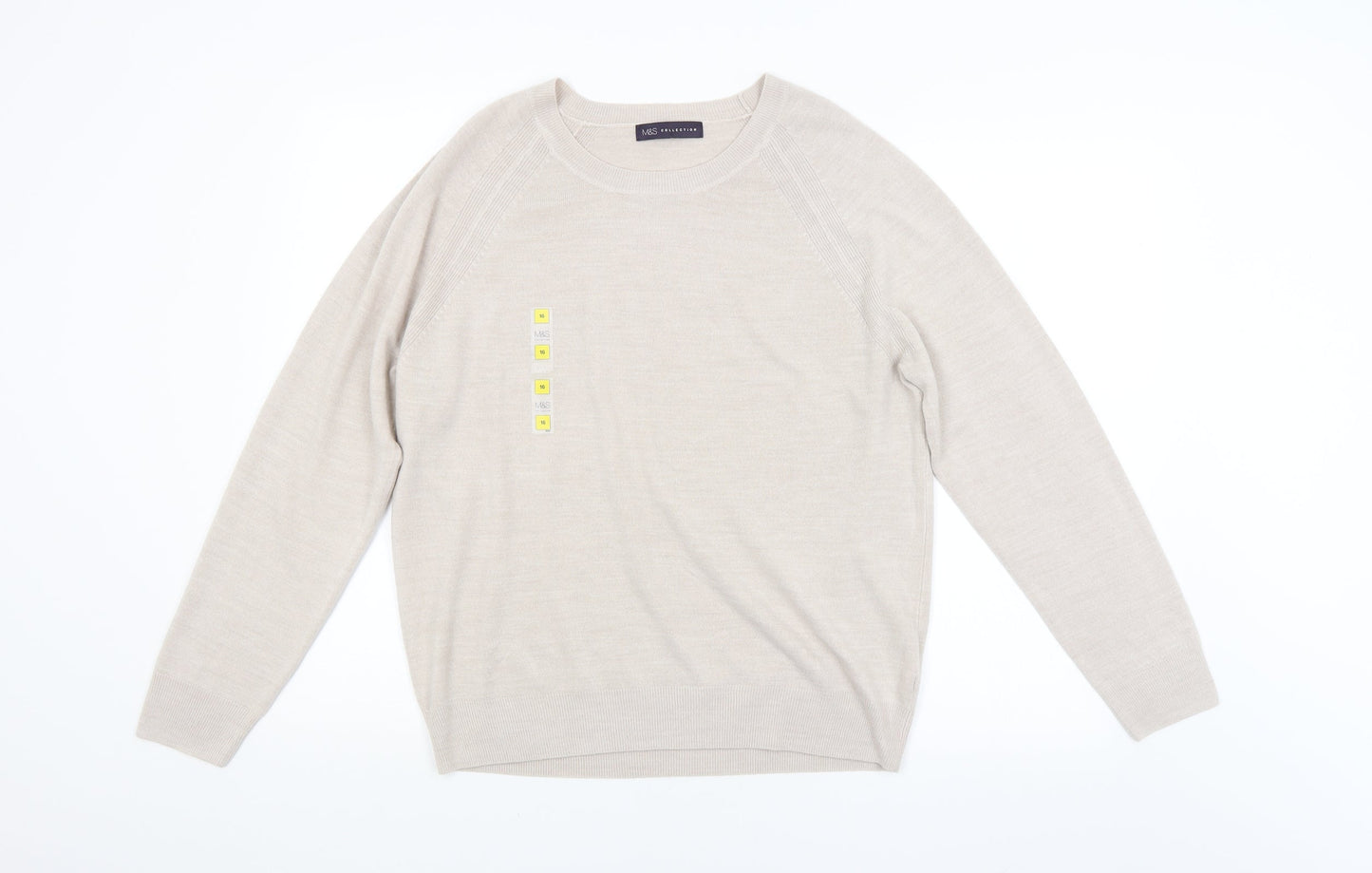 Womens UK Size 16 M&S Beige Pullover Jumper