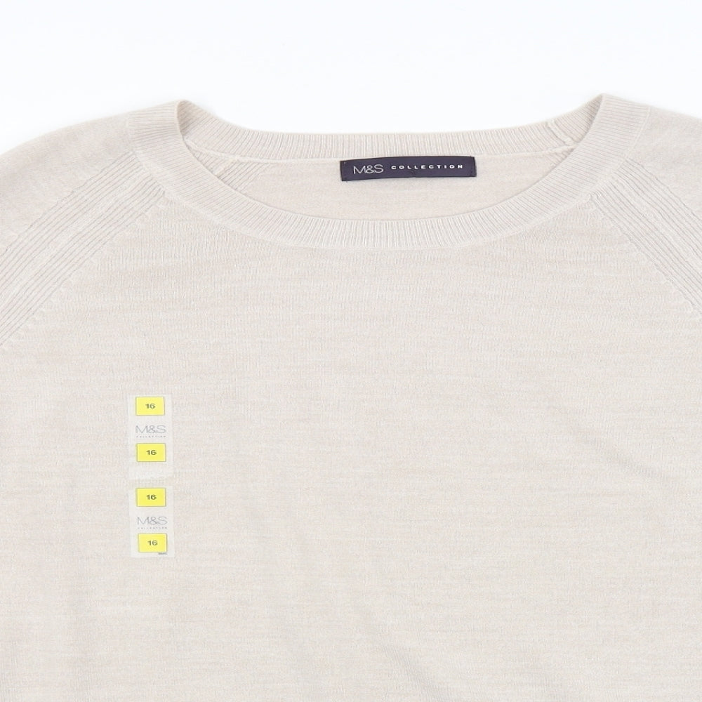 Womens UK Size 16 M&S Beige Pullover Jumper