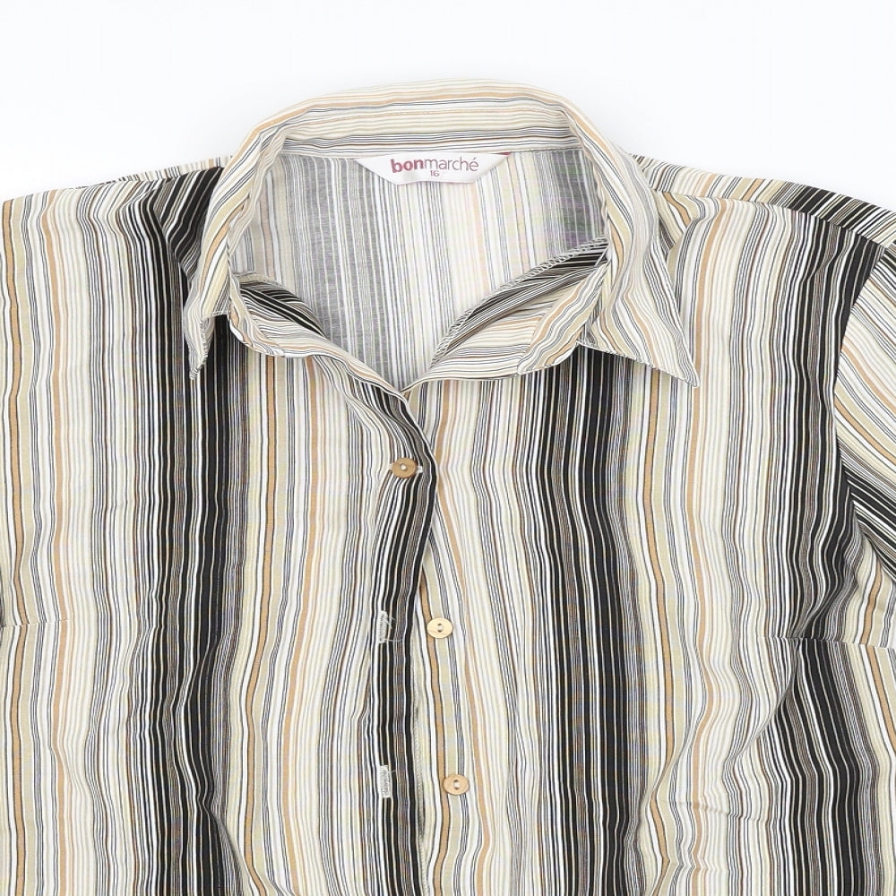 Bonmarché Womens Multicoloured Striped  Basic Button-Up Size 16