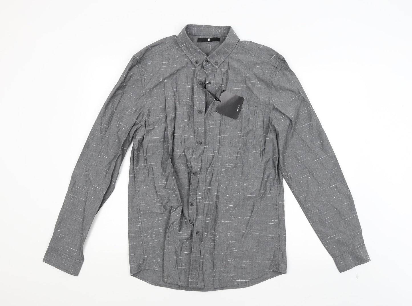 Mens UK Size M By Very Grey  Button-Up Long Sleeve Casual Shirt