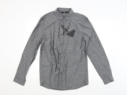 Mens UK Size M By Very Grey  Button-Up Long Sleeve Casual Shirt
