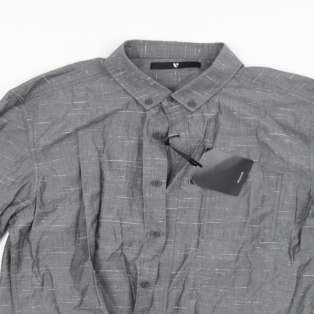 Mens UK Size M By Very Grey  Button-Up Long Sleeve Casual Shirt