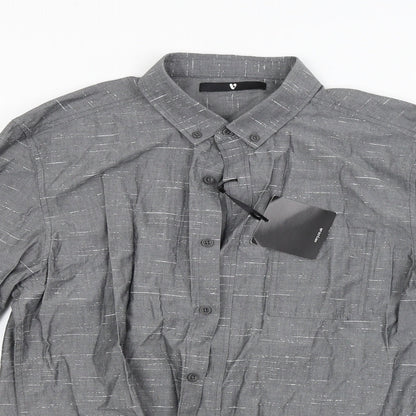Mens UK Size M By Very Grey  Button-Up Long Sleeve Casual Shirt