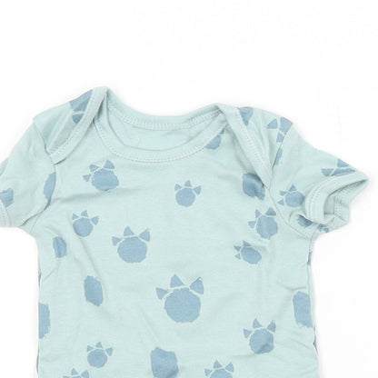George Baby Blue Animal Print  Babygrow One-Piece Size 3-6 Months  - Dinosaur Print