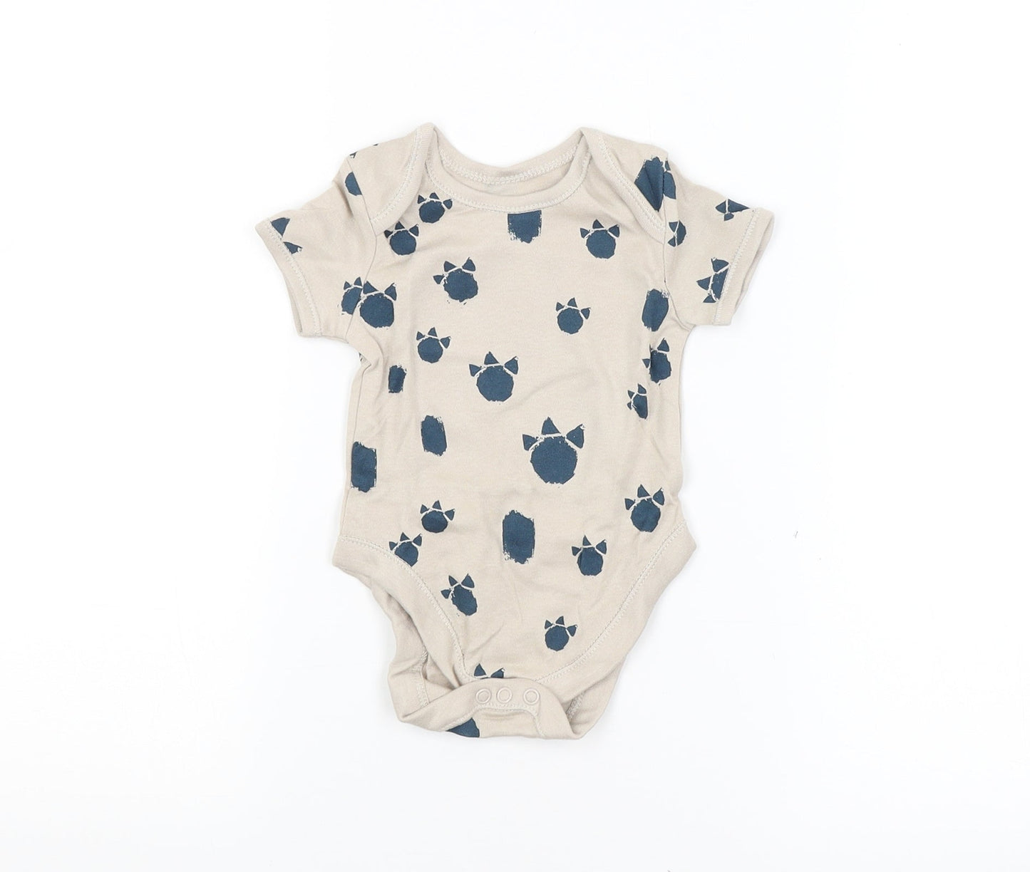 George Baby Beige Animal Print  Babygrow One-Piece Size 3-6 Months  - Dinosaur Print