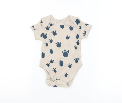 George Baby Beige Animal Print  Babygrow One-Piece Size 3-6 Months  - Dinosaur Print
