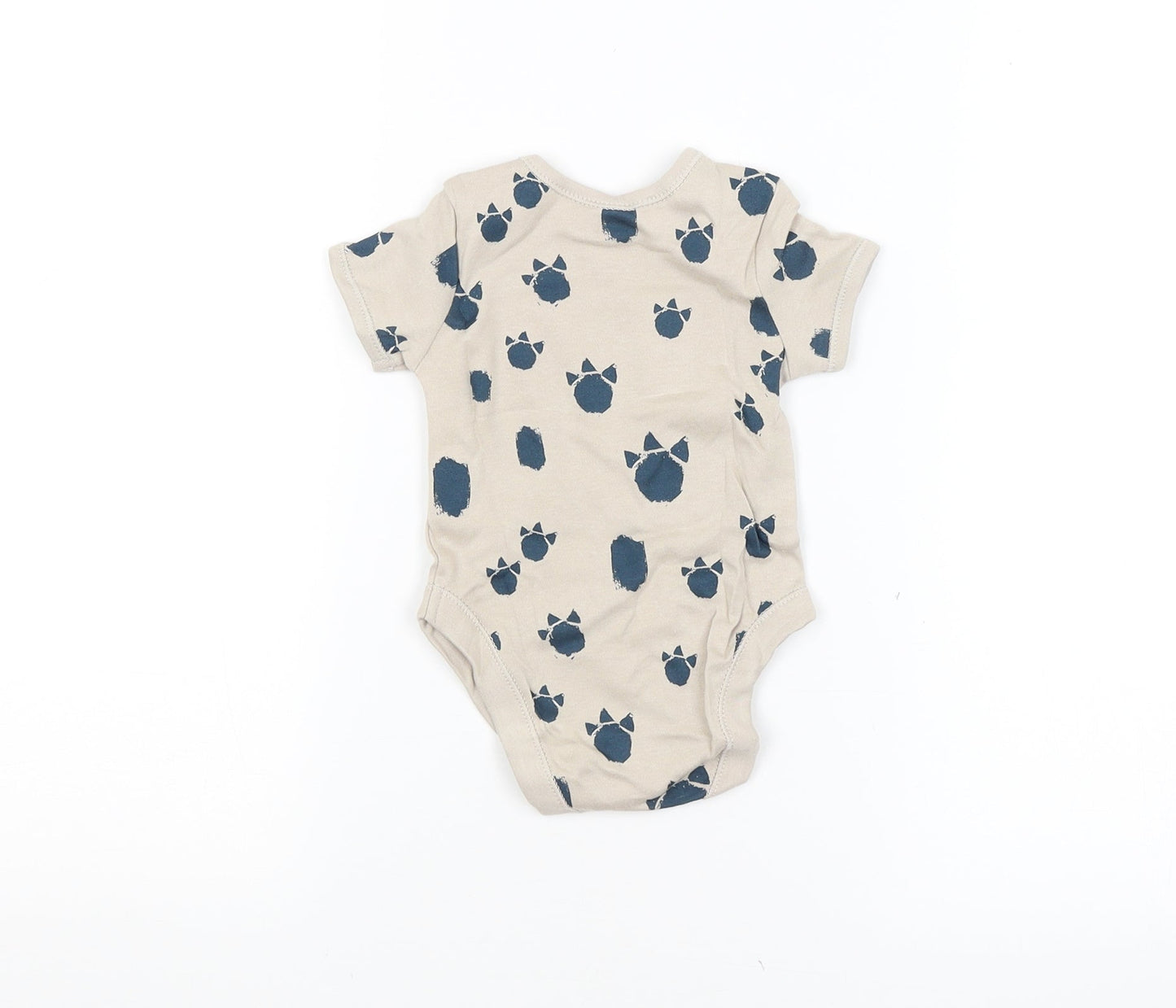George Baby Beige Animal Print  Babygrow One-Piece Size 3-6 Months  - Dinosaur Print