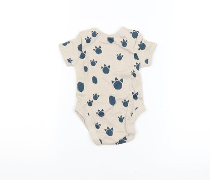 George Baby Beige Animal Print  Babygrow One-Piece Size 3-6 Months  - Dinosaur Print