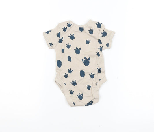 George Baby Beige Animal Print  Babygrow One-Piece Size 3-6 Months  - Dinosaur Print