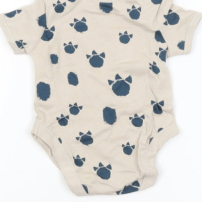 George Baby Beige Animal Print  Babygrow One-Piece Size 3-6 Months  - Dinosaur Print