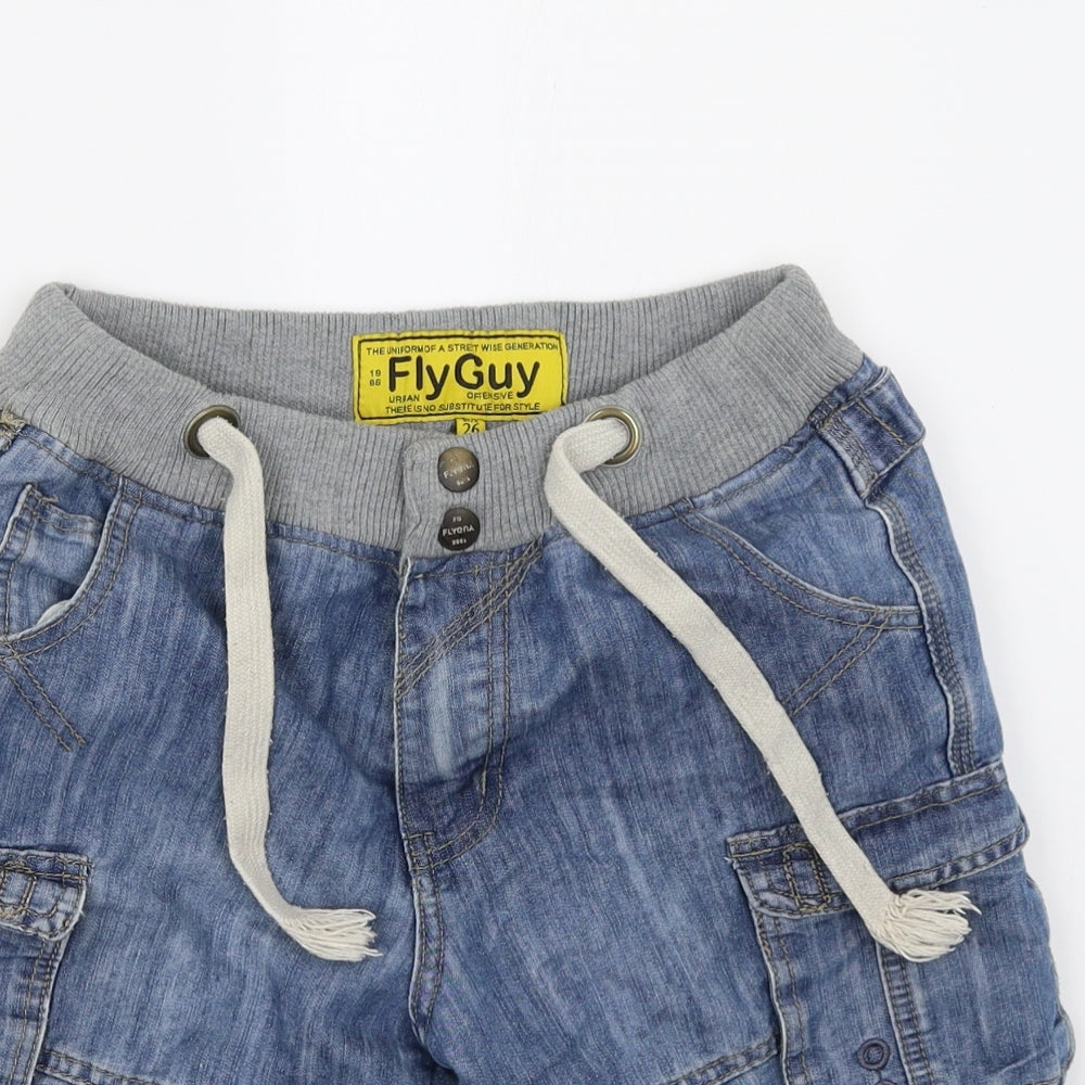 Fly Guy Mens Blue  Denim Cargo Shorts Size 26