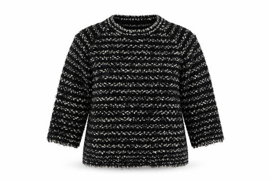 Arista Womens Black Striped Knit Pullover Jumper Size 16