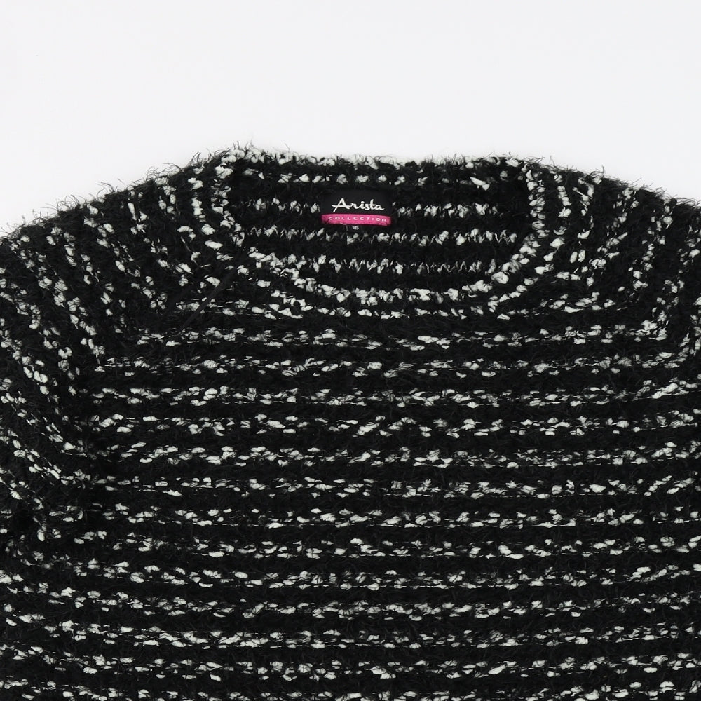 Arista Womens Black Striped Knit Pullover Jumper Size 16