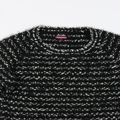Arista Womens Black Striped Knit Pullover Jumper Size 16