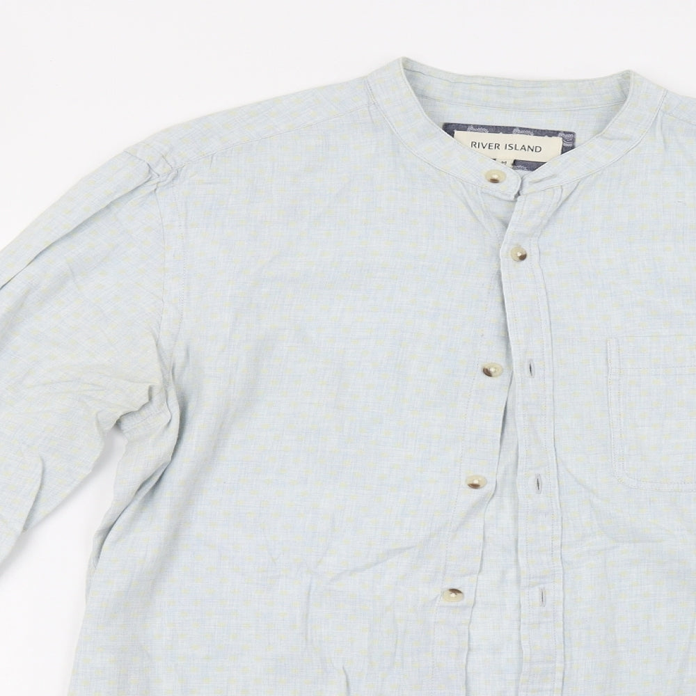 River Island Mens Blue Polka Dot   Button-Up Size M