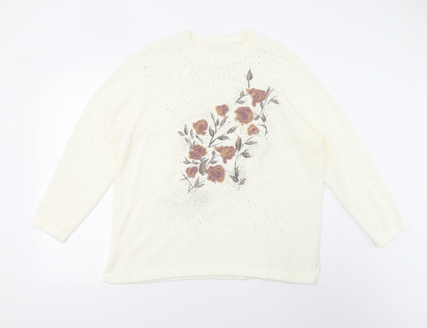 Womens UK Size L Preworn Ivory Pullover Jumper
