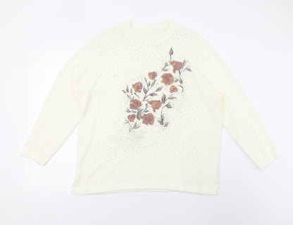 Womens UK Size L Preworn Ivory Pullover Jumper