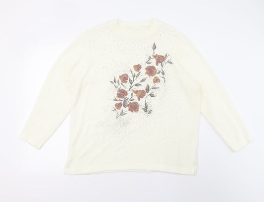 Womens UK Size L Preworn Ivory Pullover Jumper
