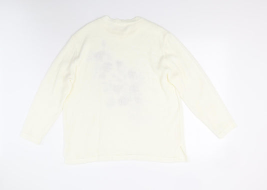 Womens UK Size L Preworn Ivory Pullover Jumper