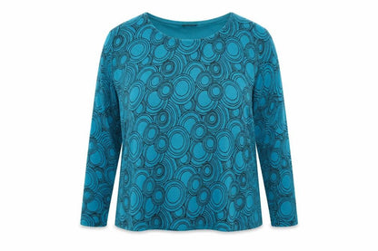 Bonmarché Womens Blue Geometric Knit Pullover Jumper Size L