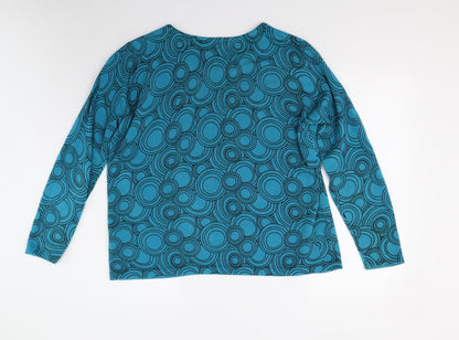 BM Collection Womens Blue Geometric Knit Pullover Jumper Size L