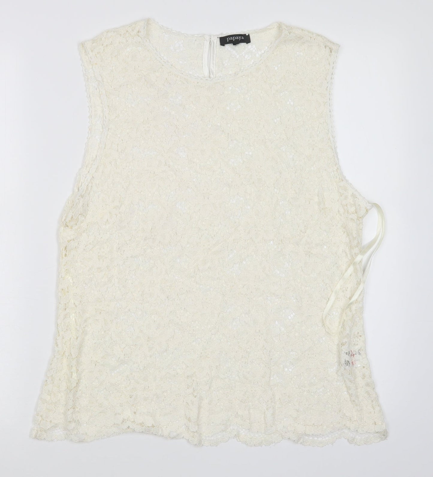 Papaya Womens White Floral  Basic Blouse Size 16