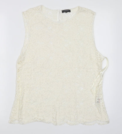 Papaya Womens White Floral  Basic Blouse Size 16