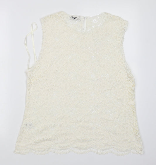 Papaya Womens White Floral  Basic Blouse Size 16