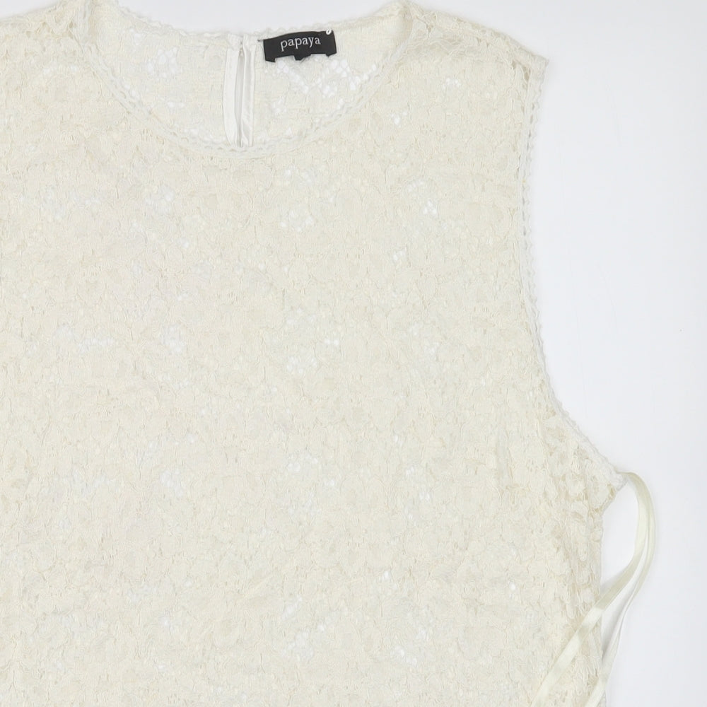 Papaya Womens White Floral  Basic Blouse Size 16