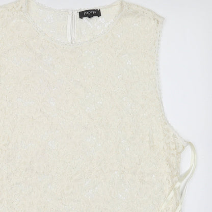 Papaya Womens White Floral  Basic Blouse Size 16