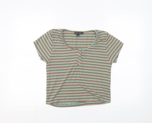 Primark Womens Green Striped  Basic T-Shirt Size M