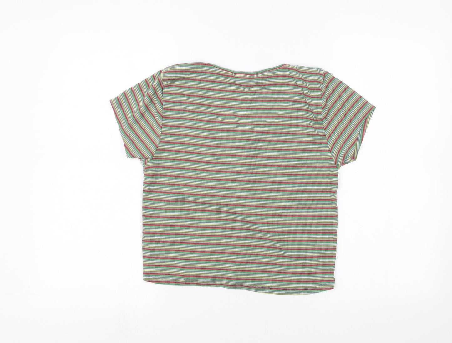 Primark Womens Green Striped  Basic T-Shirt Size M