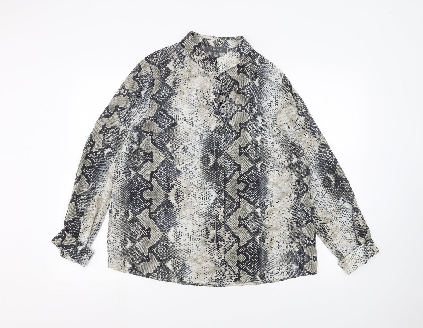 Primark Womens White Animal Print  Basic Button-Up Size 14