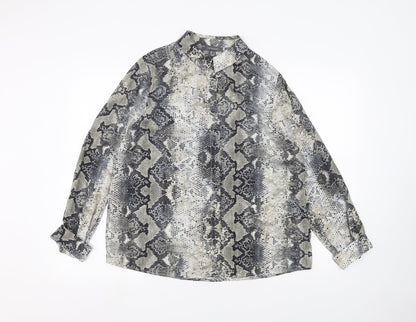 Primark Womens White Animal Print  Basic Button-Up Size 14