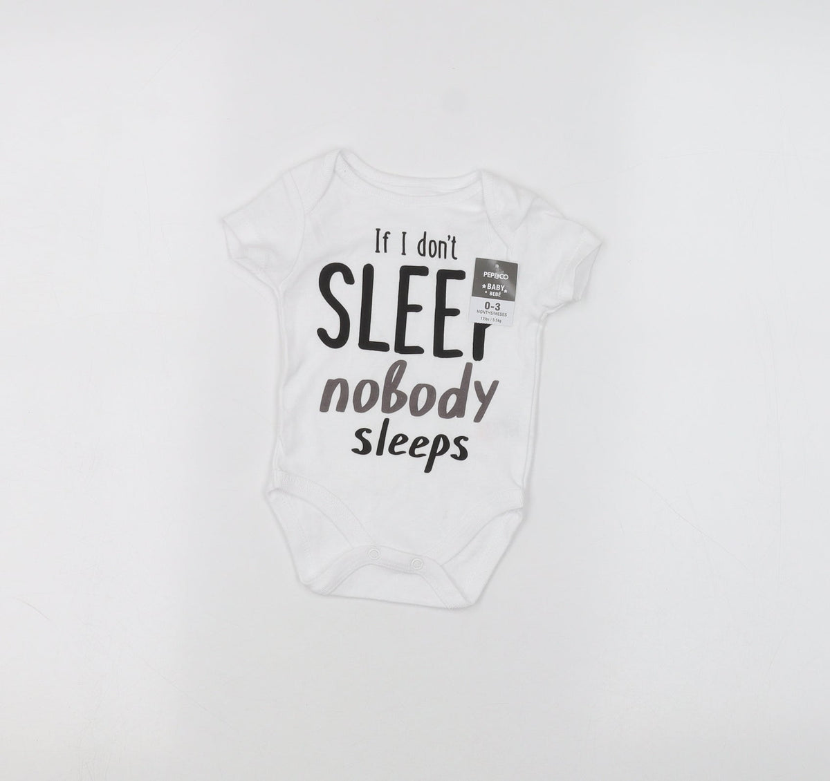 Pep&Co Baby White   Basic T-Shirt Size 0-3 Months