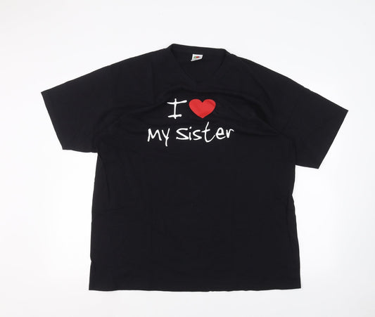 Fruit of the Loom Womens Black   Basic T-Shirt Size 2XL