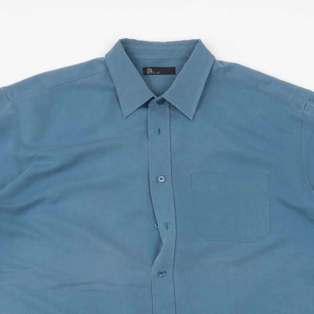 Mens UK Collar Size L BHS Smart Blue  Dress Shirt