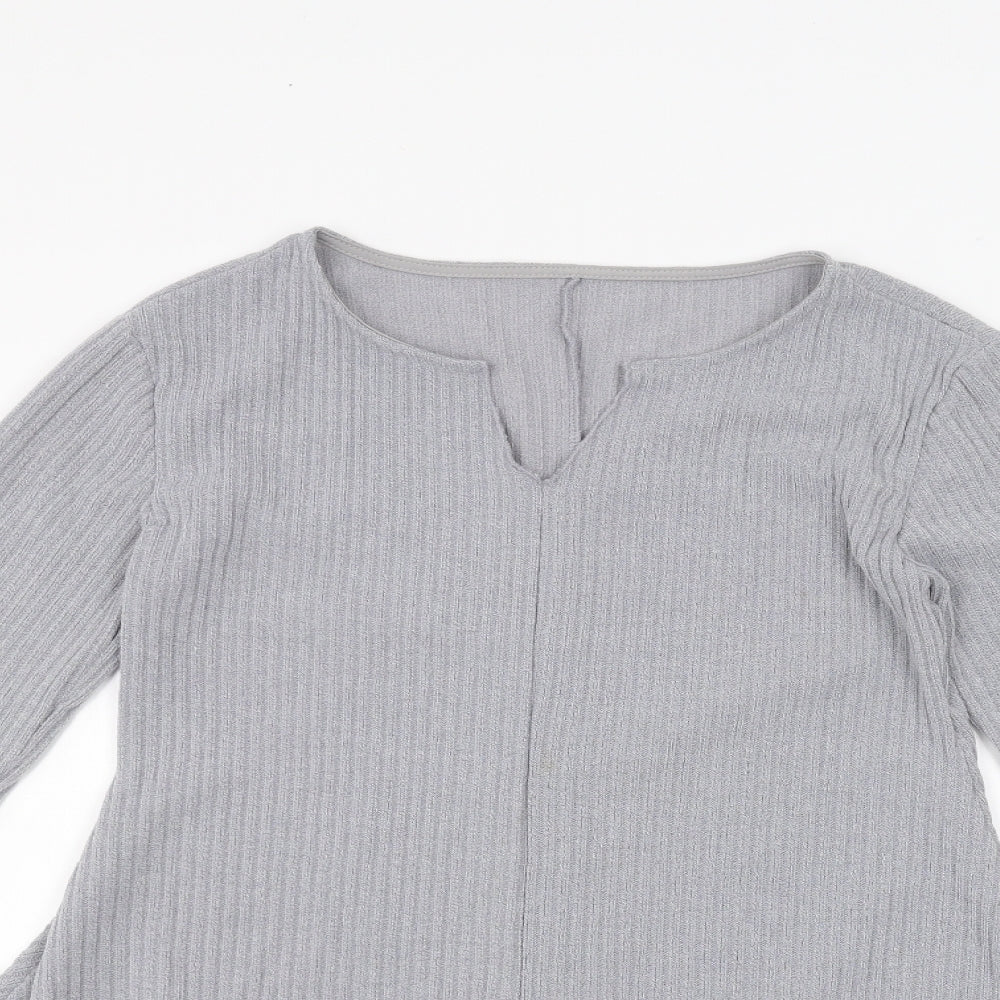 Womens UK Size S Preworn Grey Basic T-Shirt