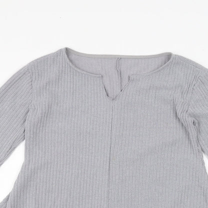 Womens UK Size S Preworn Grey Basic T-Shirt